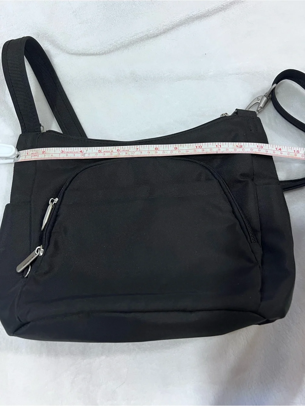 Travelon Black Nylon Crossbody Travel Bag Organizer Multi Pocket Lightweight